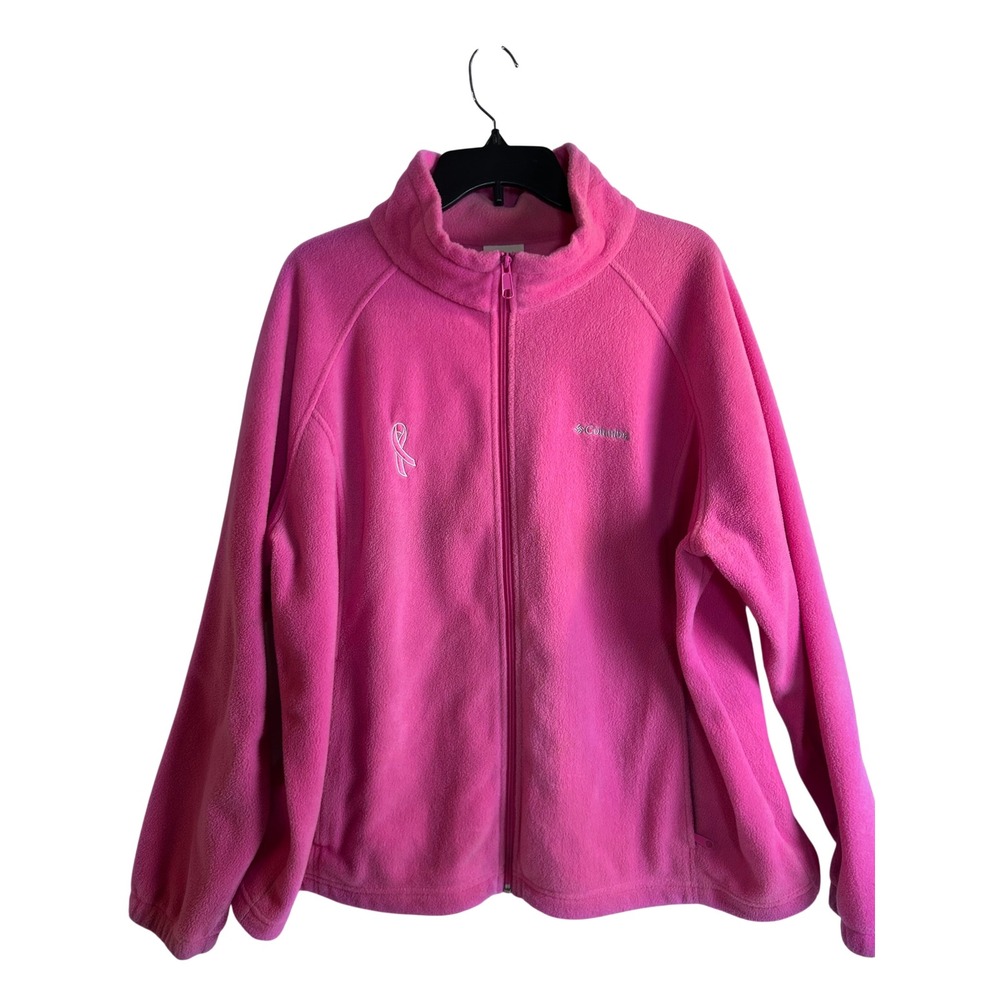 Columbia Fleece Jacket 3X Pink Breast Cancer Awareness Full Zip Women